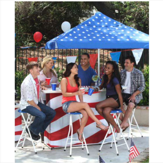 Portable Bar, Umbrella and Bar Stools 1